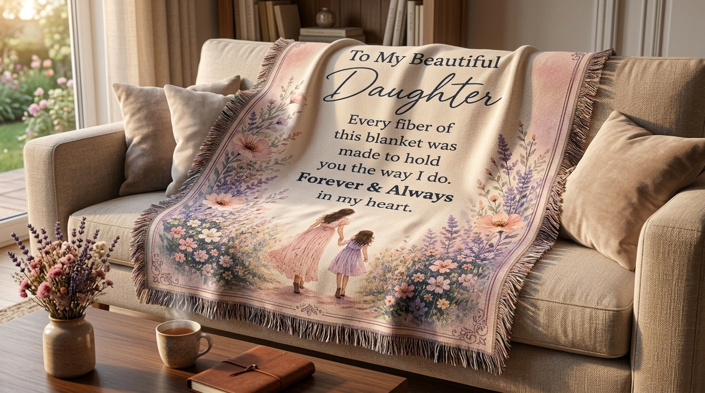 To My Beautiful Daughter Woven Blanket | Gift from Mom