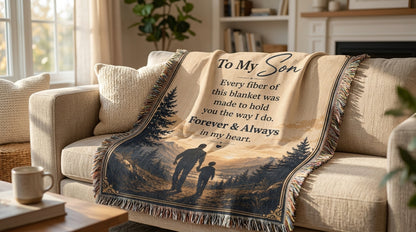 To My Son Woven Blanket | Forever & Always Gift from Dad