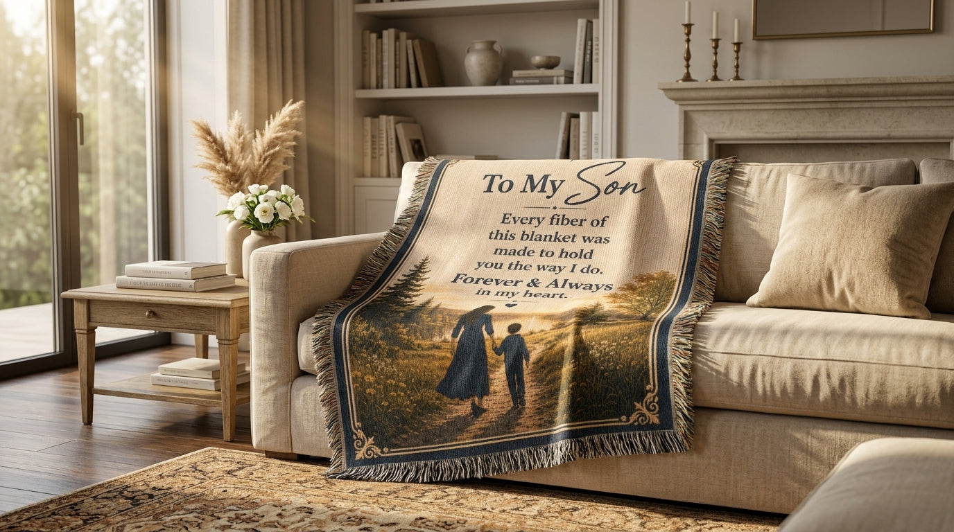 To My Son Woven Blanket | Forever & Always Gift from Mom