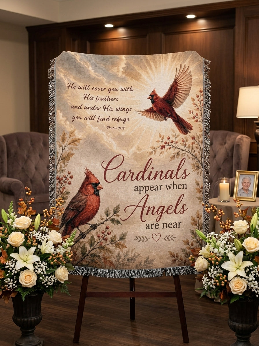 Cardinal Memorial Blanket | Sympathy Gift for Loss of Loved One