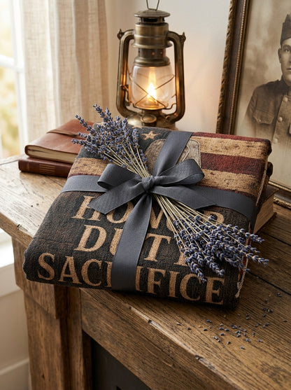 Honor Duty Sacrifice Woven Blanket | Patriotic Military Gift