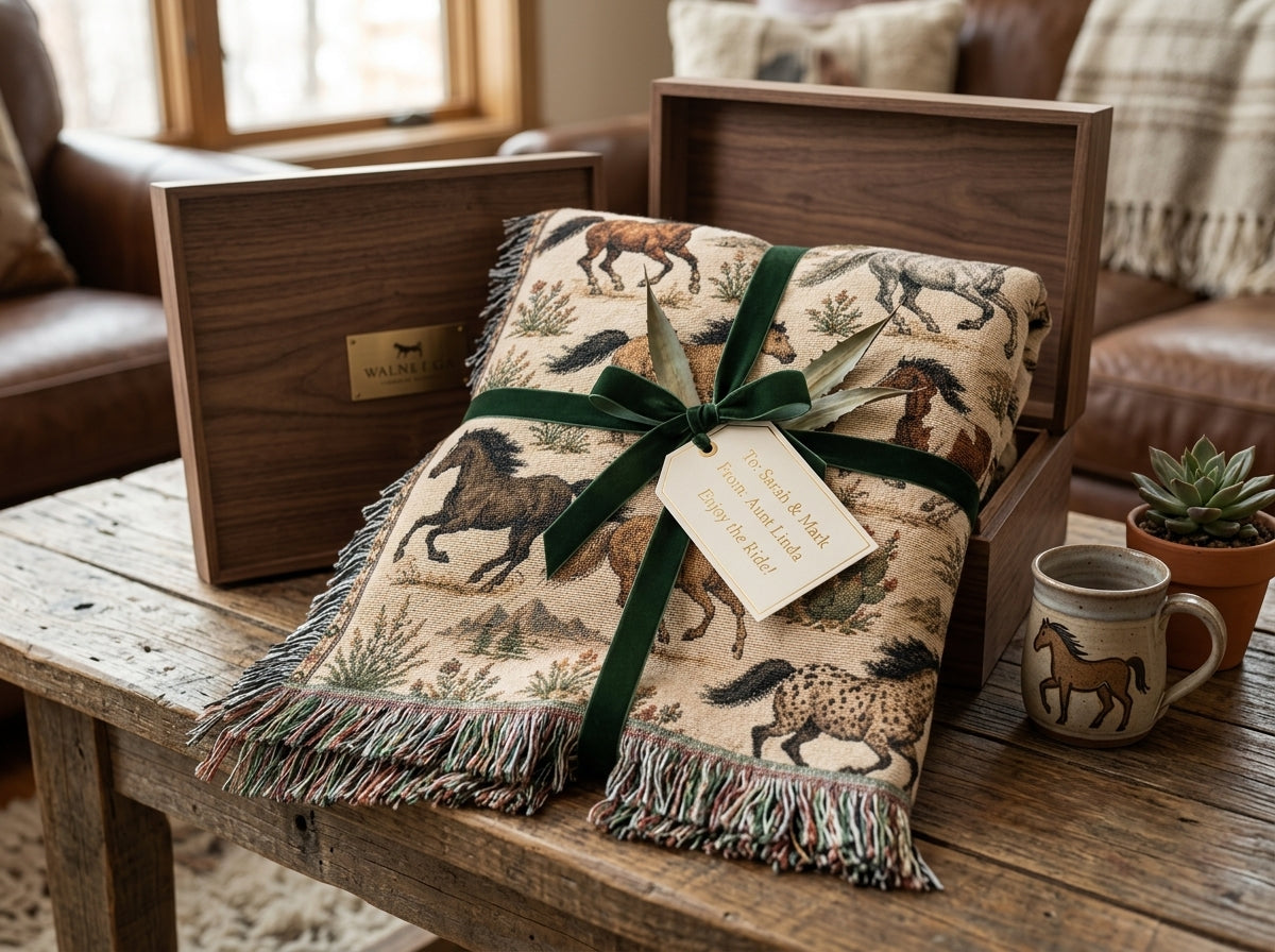 Wild Spirit Horse Woven Blanket | Western Ranch Throw