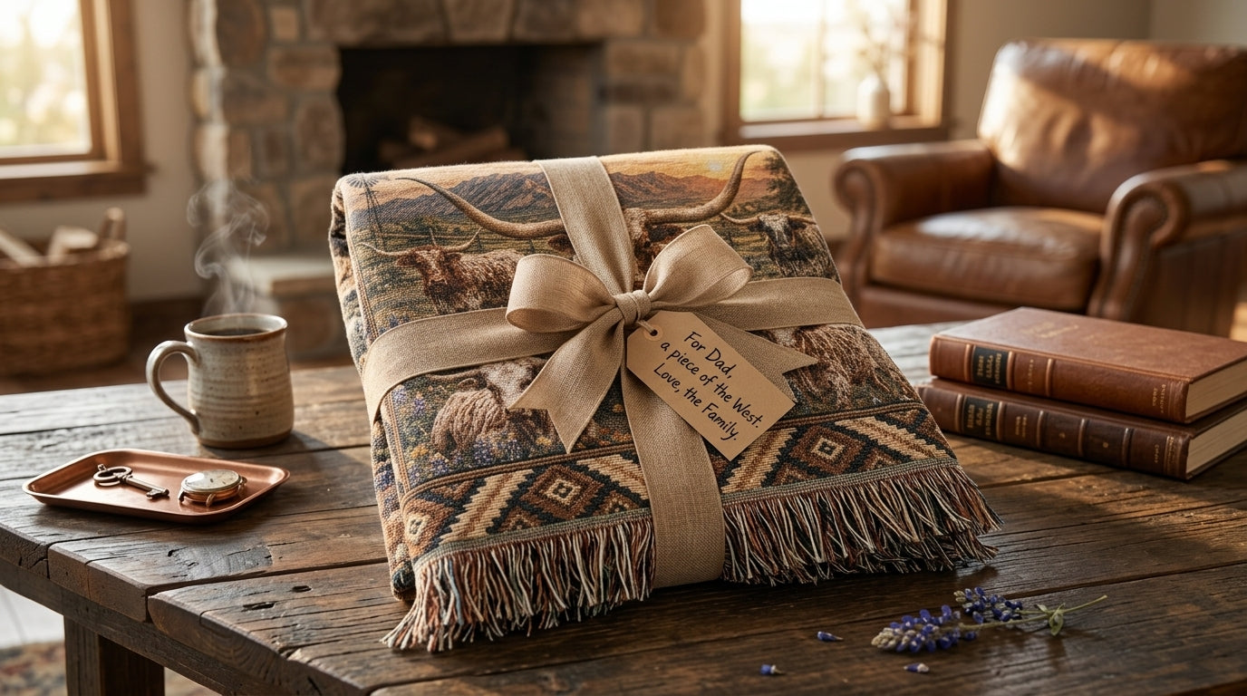 Texas Longhorn Woven Blanket | Western Ranch Throw