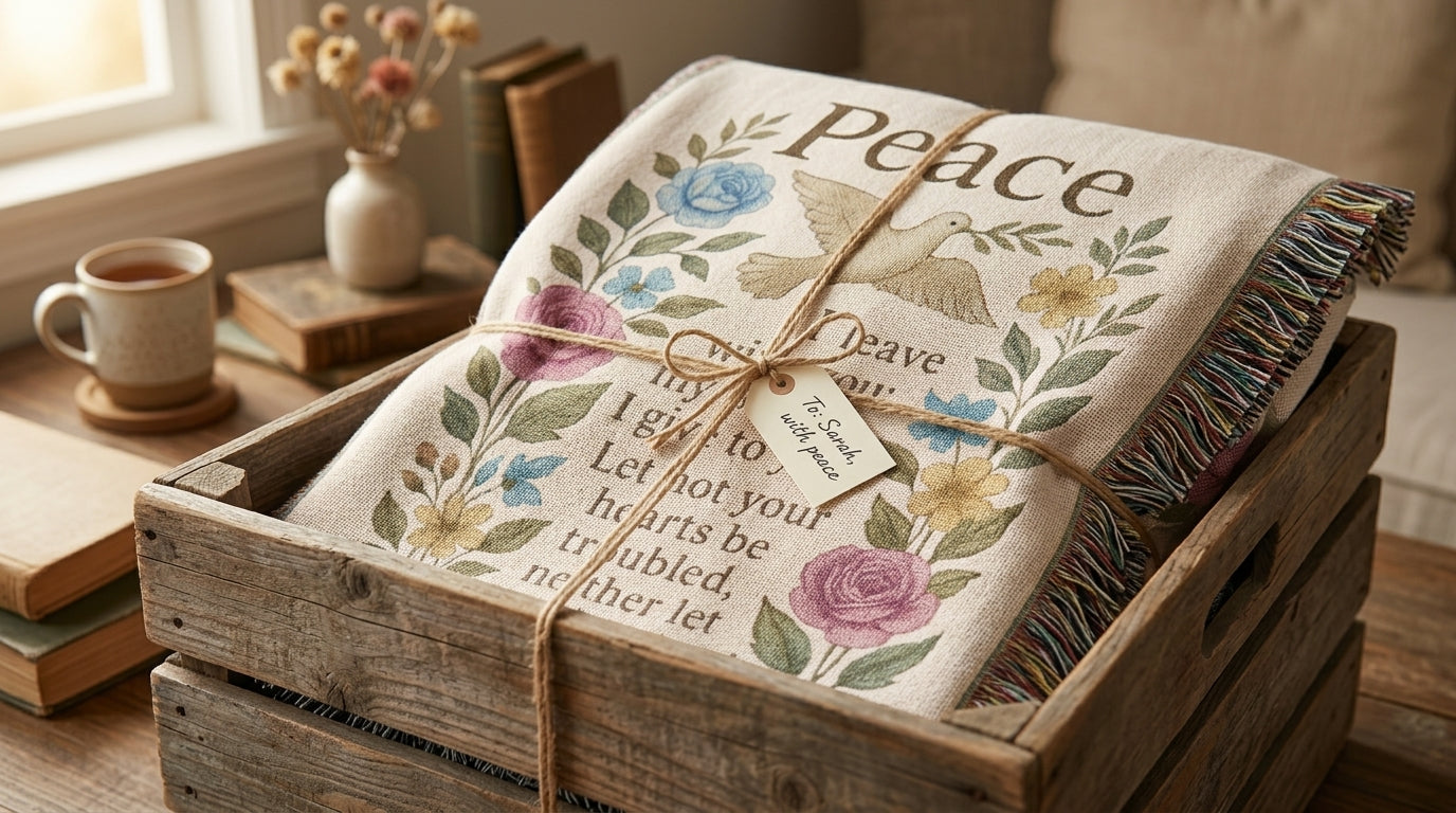 Peace I Leave With You Woven Blanket | John 14:27 Gift