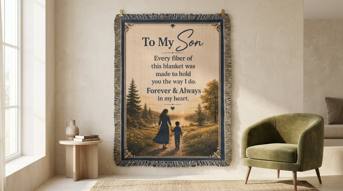 To My Son Woven Blanket | Forever & Always Gift from Mom