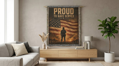 Proud To Have Served Veteran Woven Blanket | Patriotic Military Gift for Veterans