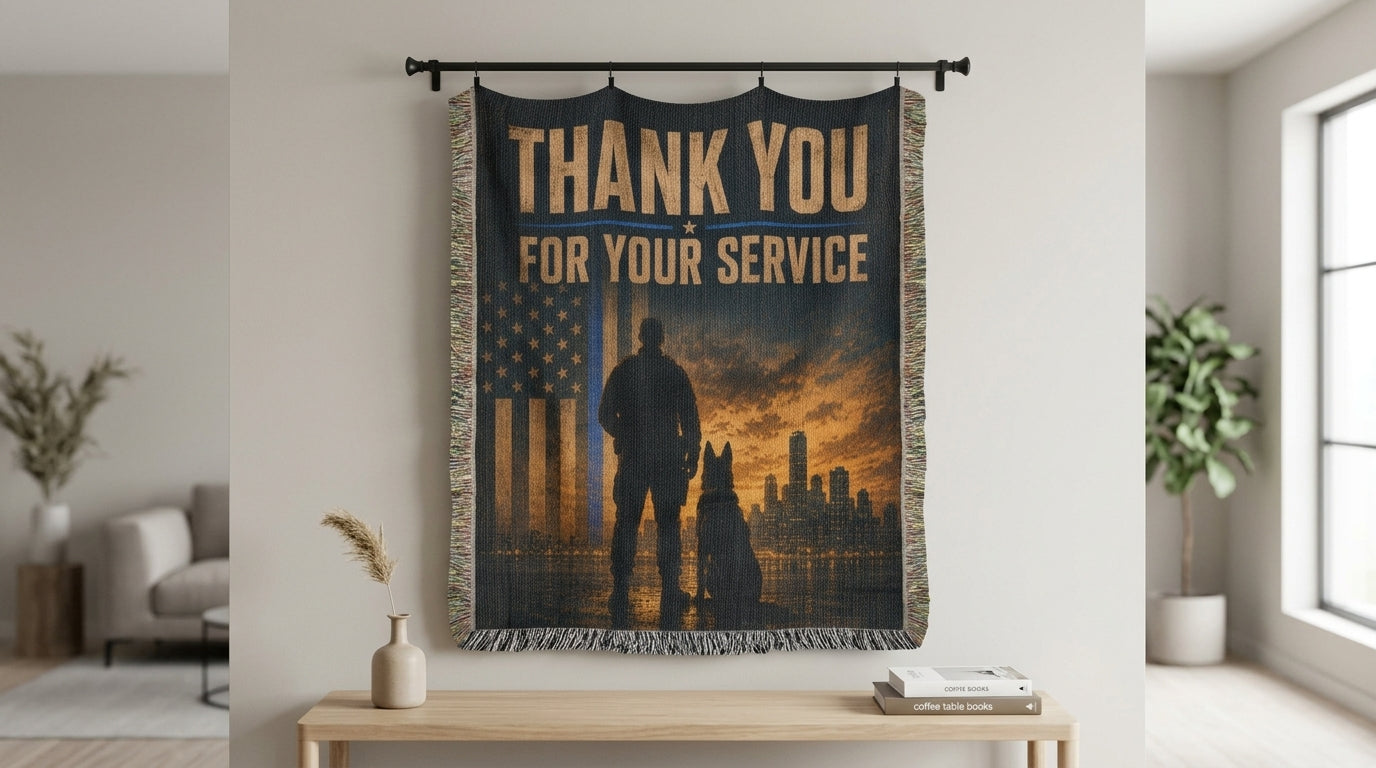 Thank You For Your Service Police K9 Woven Blanket | Law Enforcement Appreciation Gift