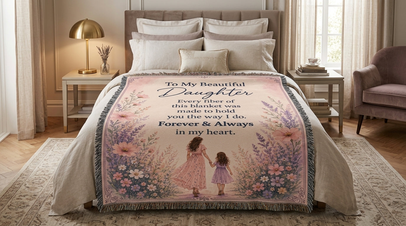 To My Beautiful Daughter Woven Blanket | Gift from Mom