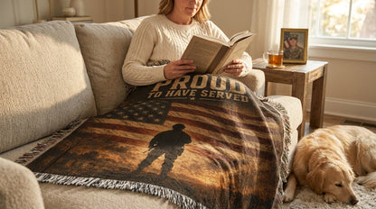 Proud To Have Served Veteran Woven Blanket | Patriotic Military Gift for Veterans