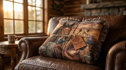 Western Horse Saddle Woven Blanket | Rustic Ranch Throw