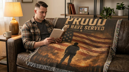 Proud To Have Served Veteran Woven Blanket | Patriotic Military Gift for Veterans