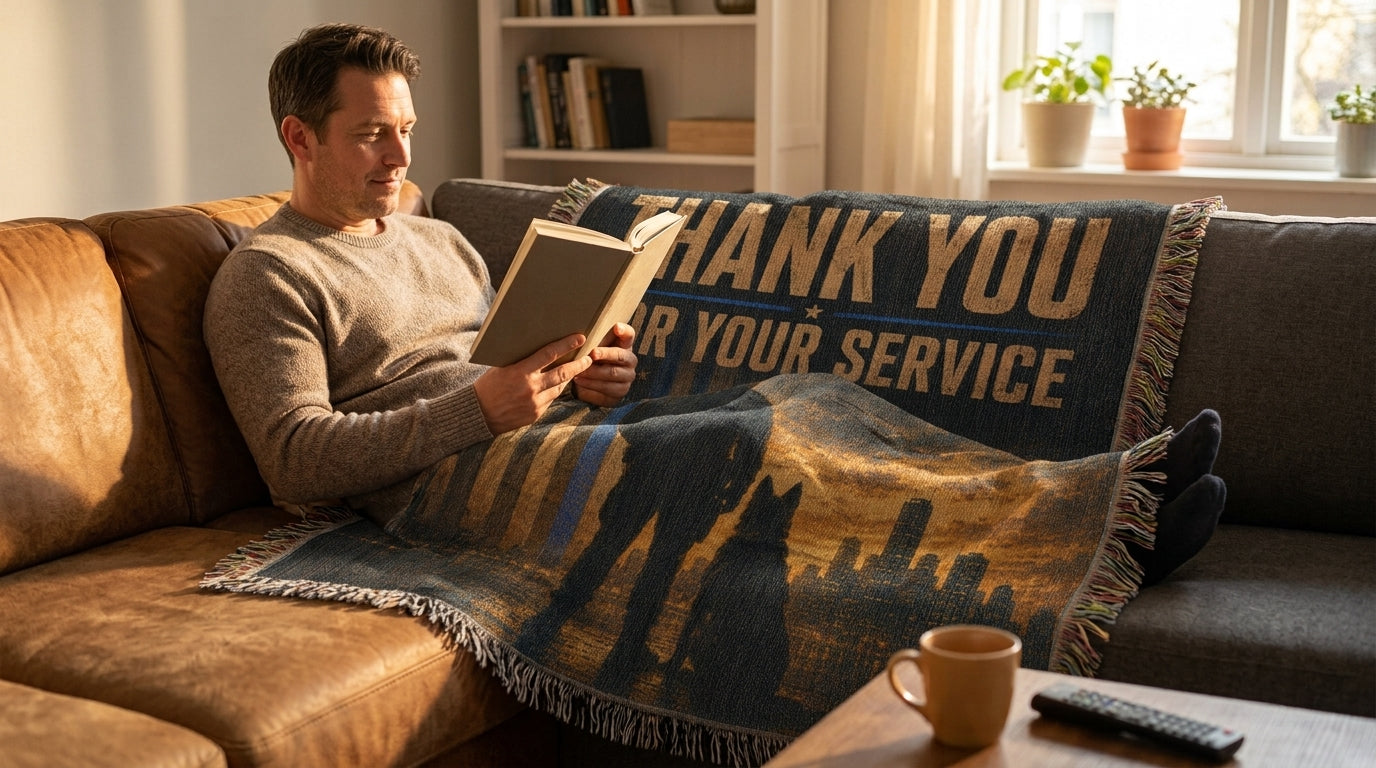 Thank You For Your Service Police K9 Woven Blanket | Law Enforcement Appreciation Gift