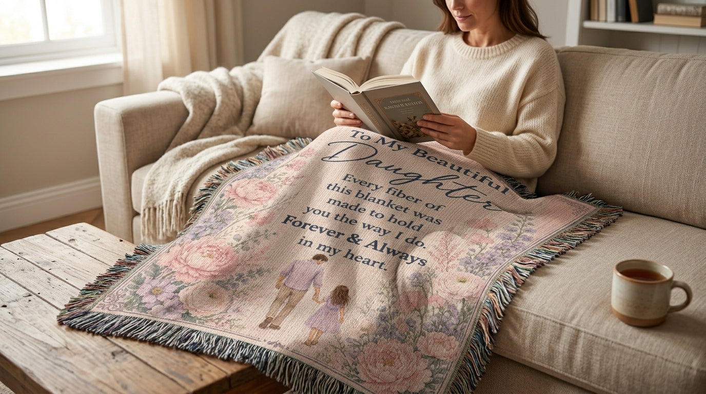 To My Beautiful Daughter Woven Blanket | Gift from Dad