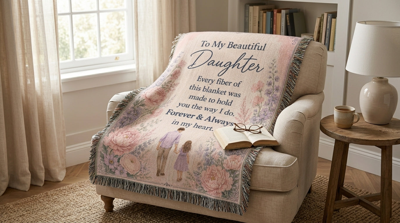 To My Beautiful Daughter Woven Blanket | Gift from Dad