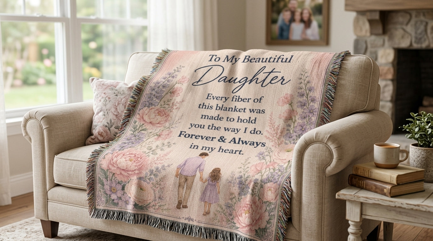 To My Beautiful Daughter Woven Blanket | Gift from Dad