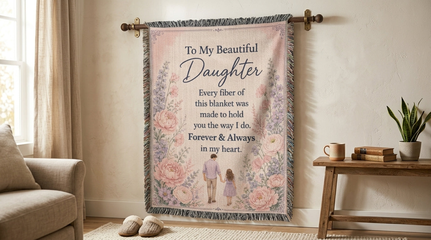 To My Beautiful Daughter Woven Blanket | Gift from Dad