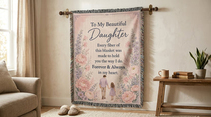 To My Beautiful Daughter Woven Blanket | Gift from Dad