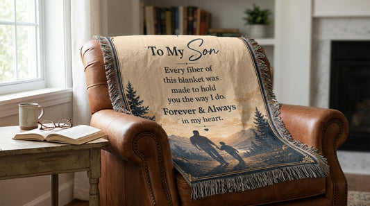 To My Son Woven Blanket | Forever & Always Gift from Dad