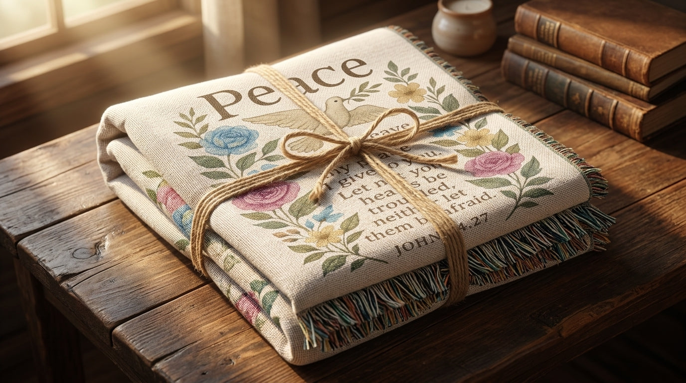 Peace I Leave With You Woven Blanket | John 14:27 Gift