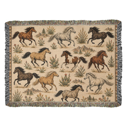 Wild Spirit Horse Woven Blanket | Western Ranch Throw
