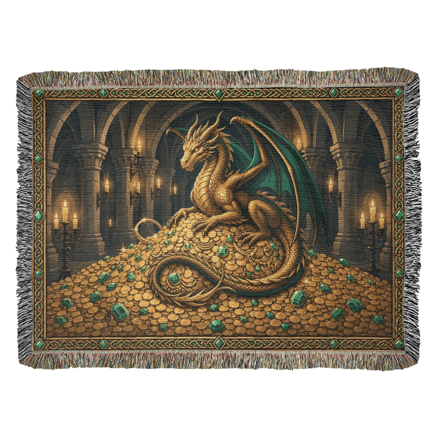 Golden Dragon Woven Blanket – Fantasy Castle Treasure Throw