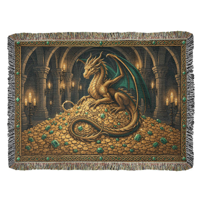 Golden Dragon Woven Blanket – Fantasy Castle Treasure Throw