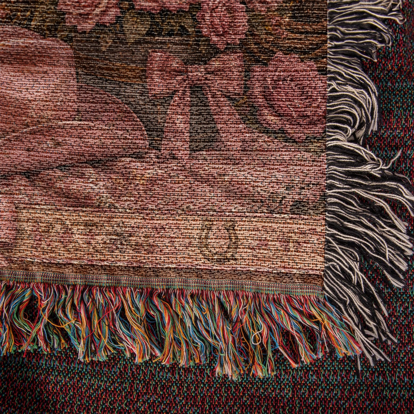 Highland Cow Coquette Blanket – Pink Western Floral Cowgirl Woven Throw