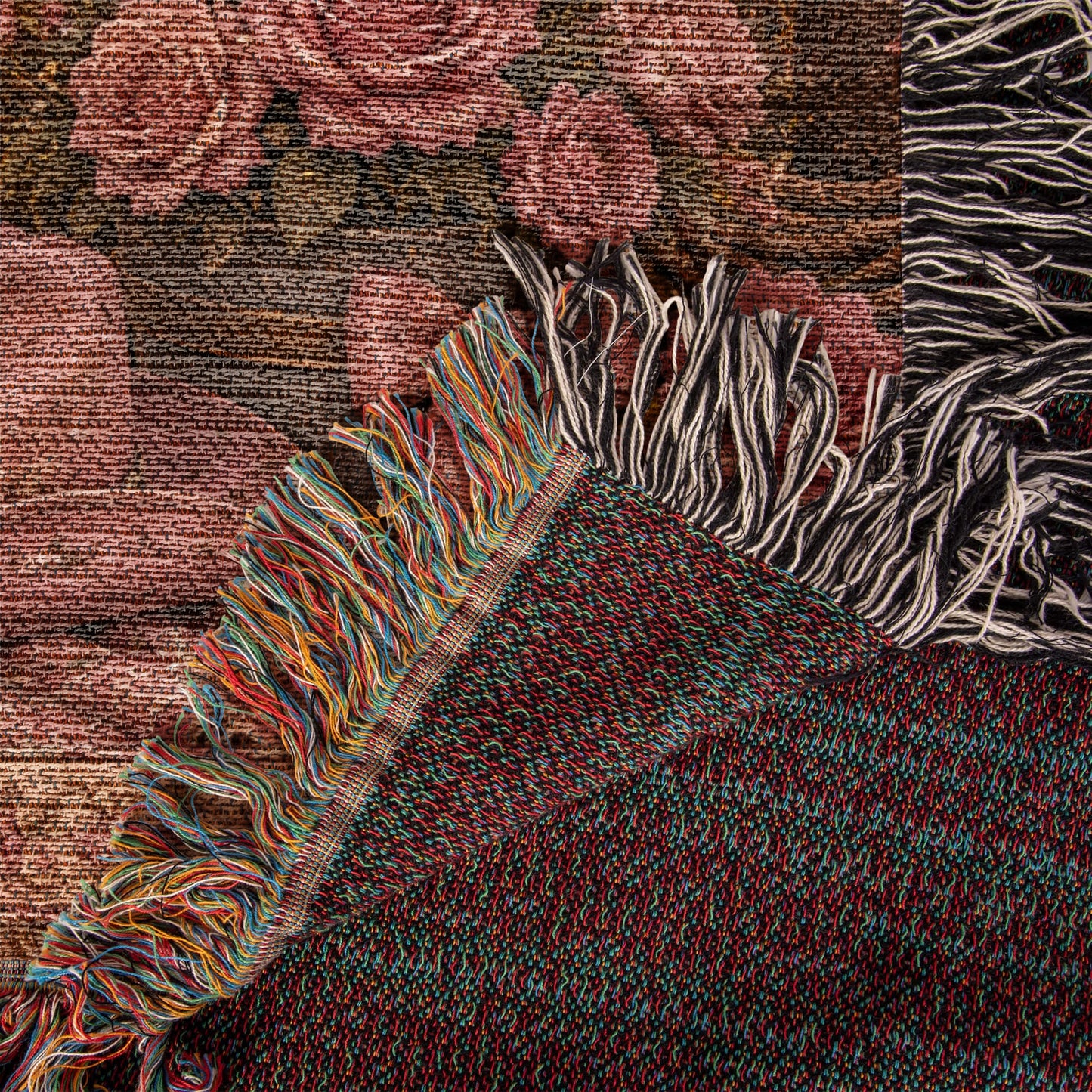 Highland Cow Coquette Blanket – Pink Western Floral Cowgirl Woven Throw