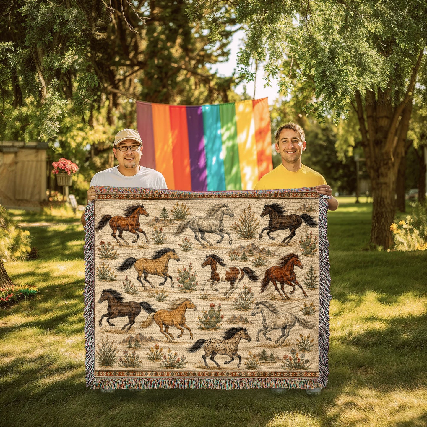 Wild Spirit Horse Blanket | Western Running Horses Throw Blanket | Rustic Ranch & Farmhouse Décor