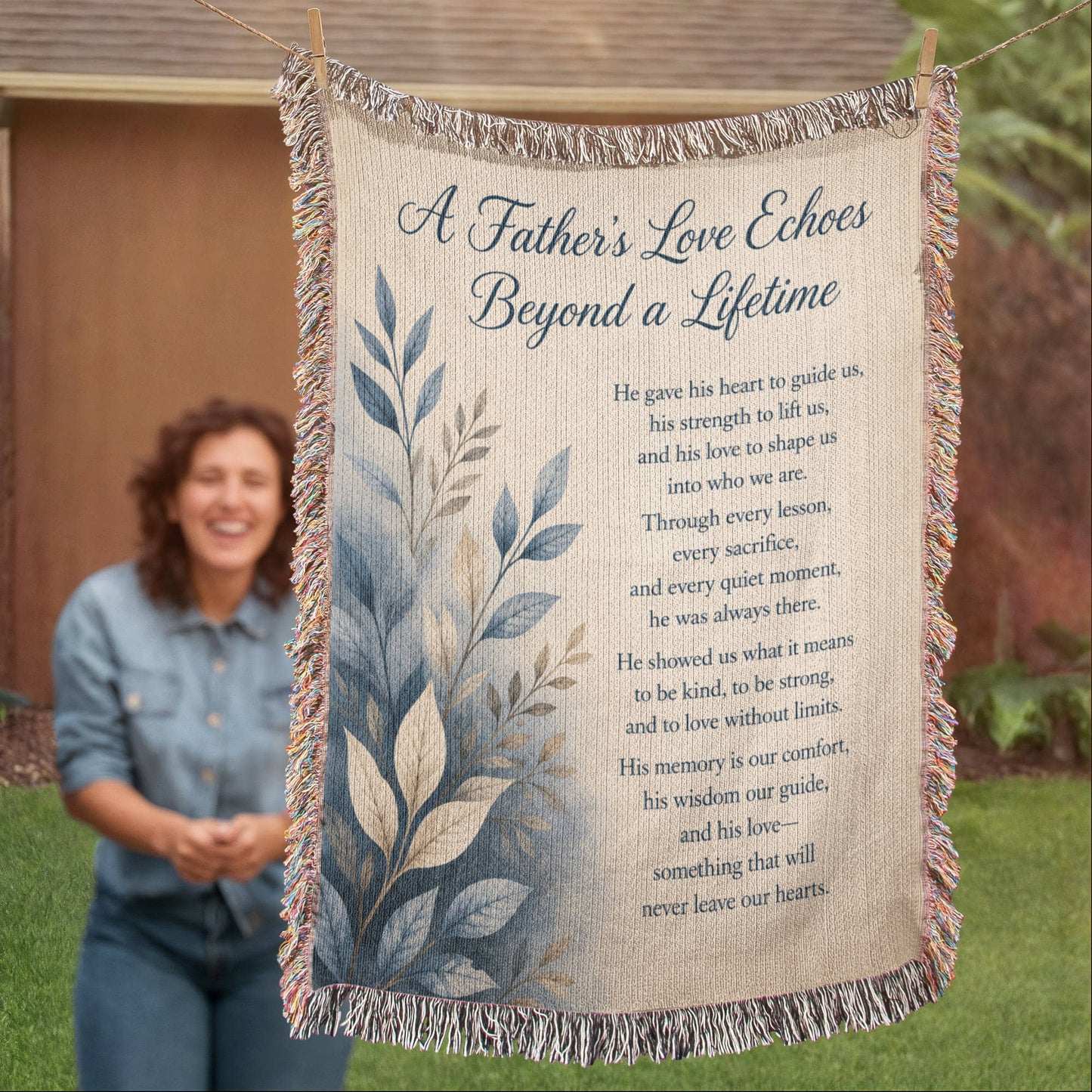 A Father's Love Echoes Beyond a Lifetime | Memorial Gift for Dad | Remembrance Blanket