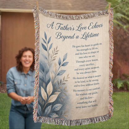 A Father's Love Echoes Beyond a Lifetime | Memorial Gift for Dad | Remembrance Blanket