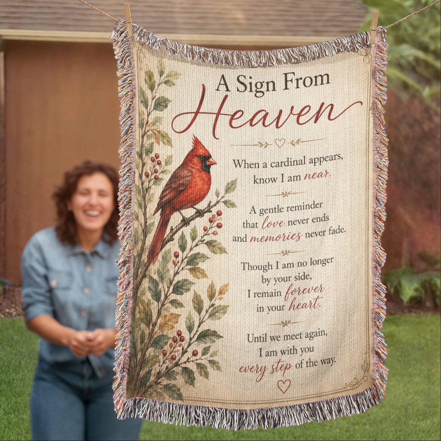 A Sign From Heaven Cardinal Memorial Blanket | Sympathy Gift for Loss of Loved One | Remembrance Throw