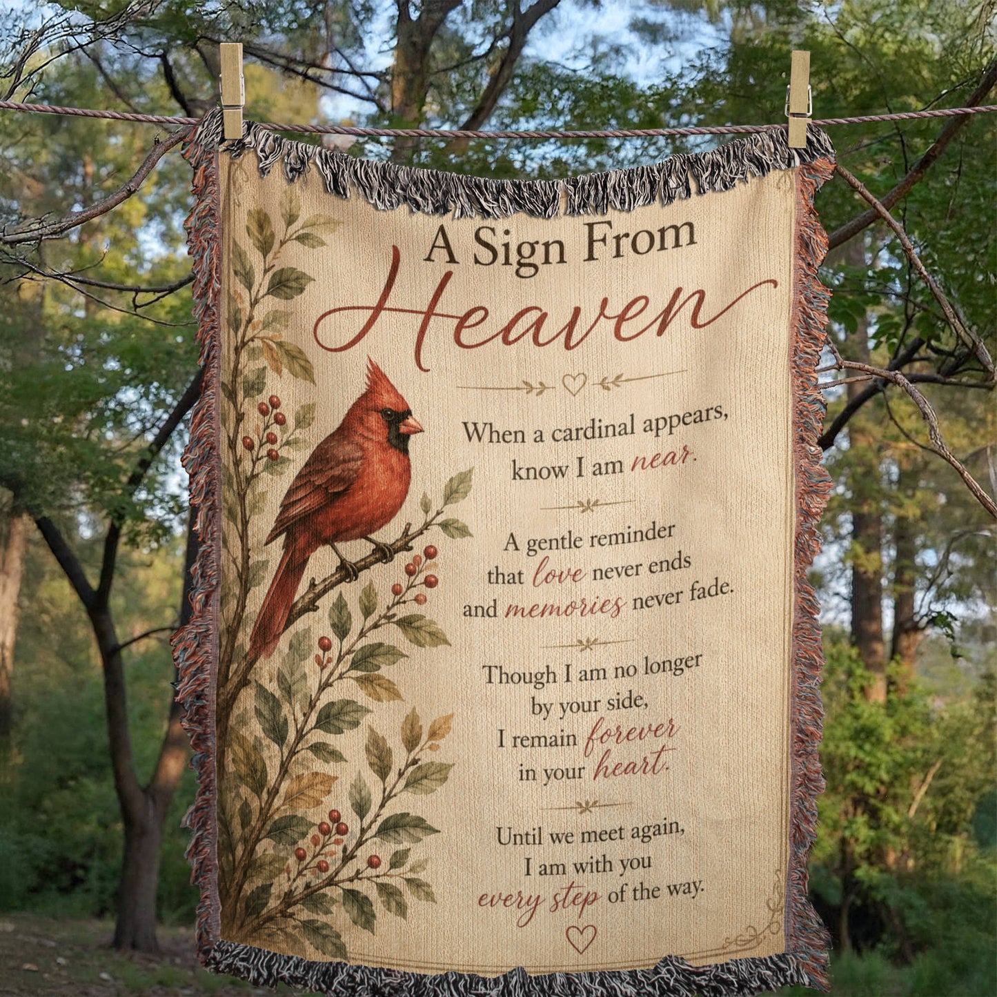 A Sign From Heaven Cardinal Memorial Blanket | Sympathy Gift for Loss of Loved One | Remembrance Throw
