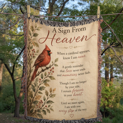 A Sign From Heaven Cardinal Memorial Blanket | Sympathy Gift for Loss of Loved One | Remembrance Throw