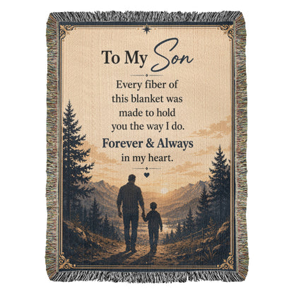 To My Son Woven Blanket | Forever & Always Gift from Dad