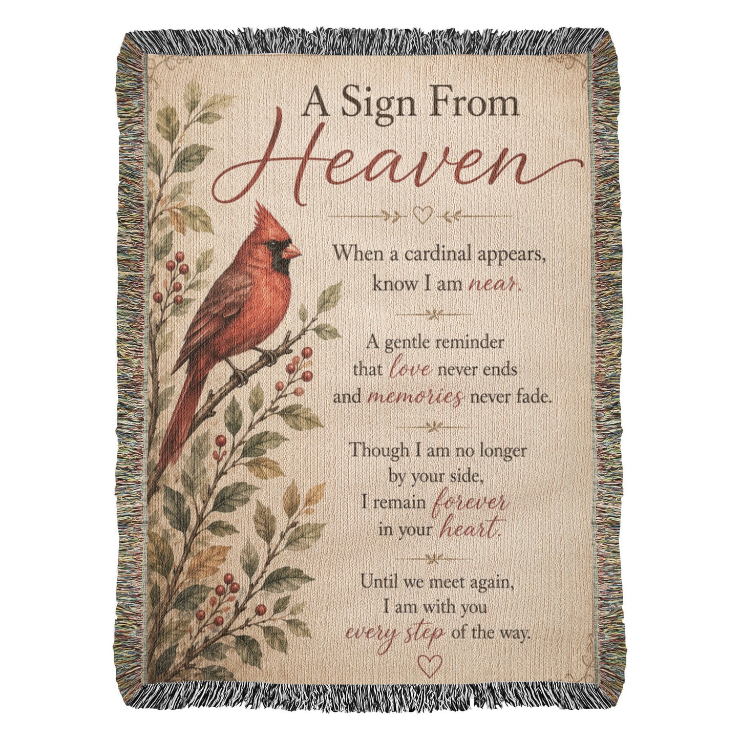 A Sign From Heaven Cardinal Memorial Blanket | Sympathy Gift