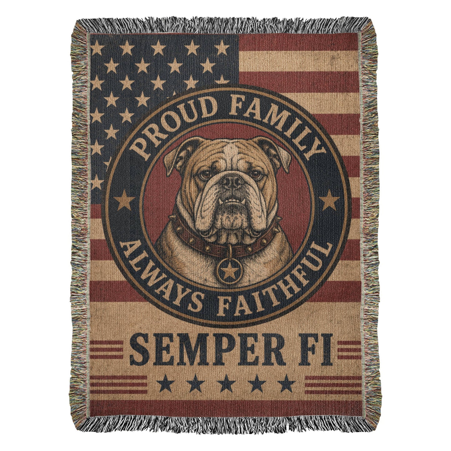 USMC Woven Blanket – Proud Family of a United States Marine | Military Heirloom Gift | Marine Corps Home Décor