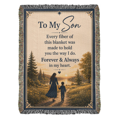 To My Son Woven Blanket | Forever & Always Gift from Mom