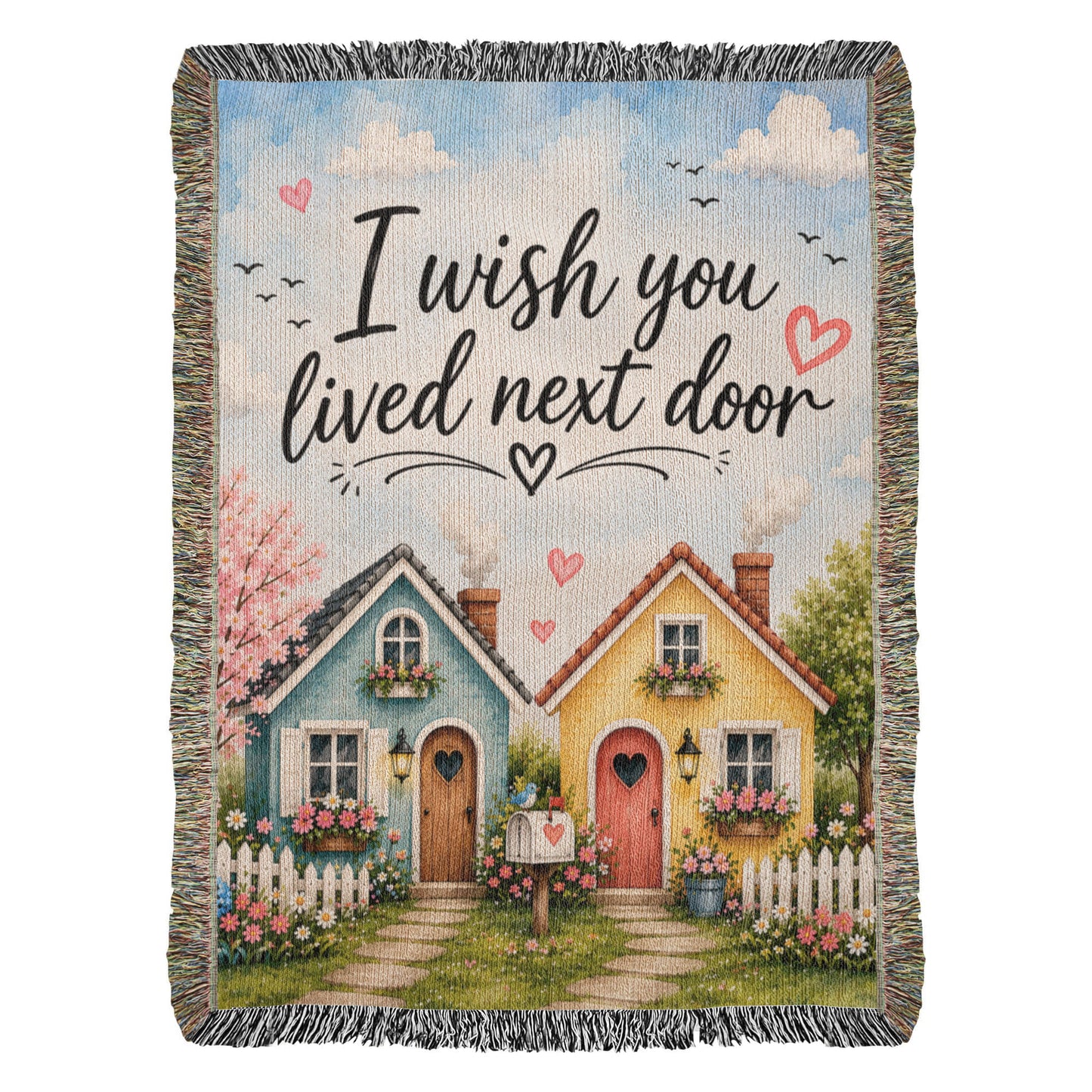 I Wish You Lived Next Door Blanket | Long Distance Friendship Gift, Best Friend Gift, Neighbor Gift, Sister Gift, Thinking of You Blanket