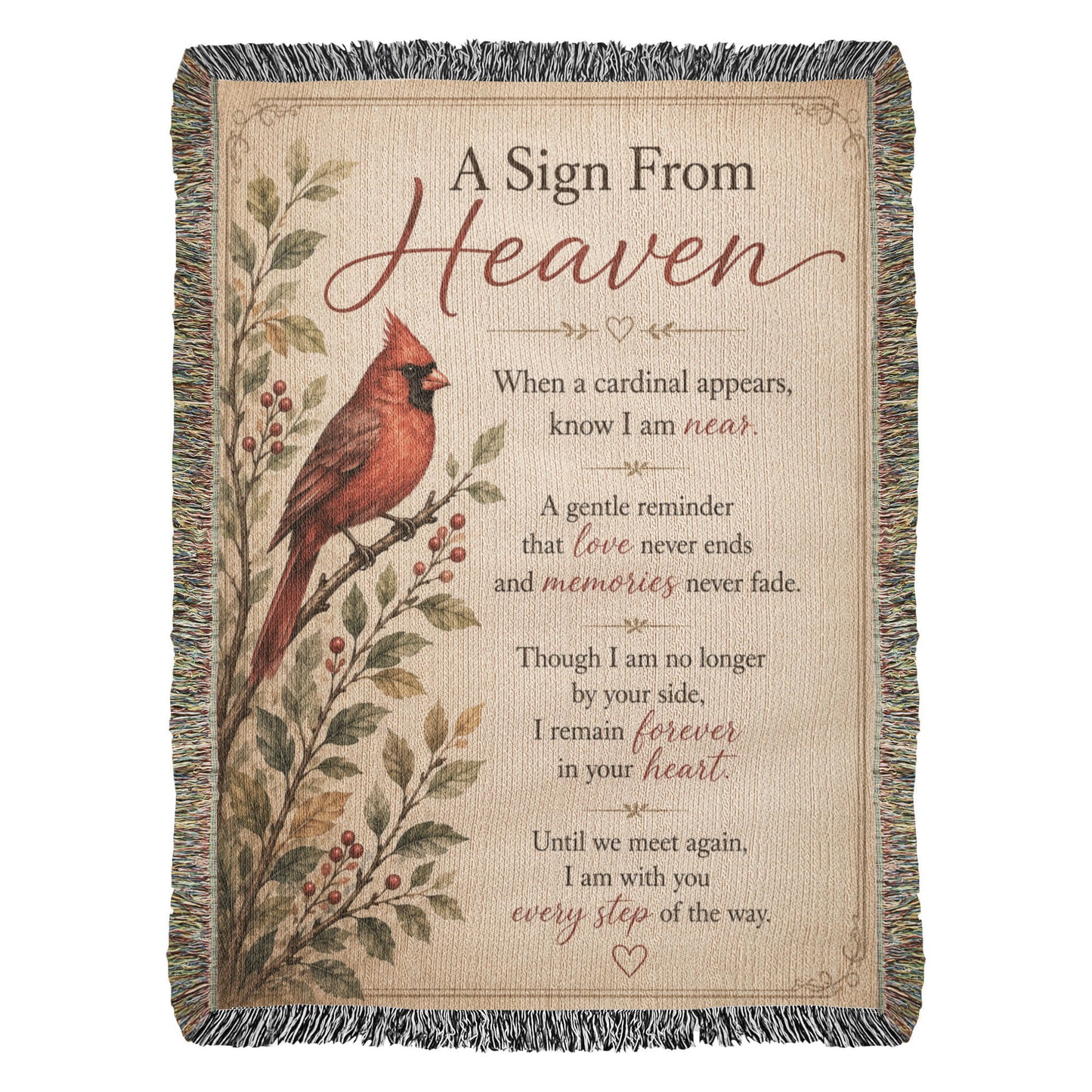 A Sign From Heaven Cardinal Memorial Blanket | Sympathy Gift for Loss of Loved One | Remembrance Throw