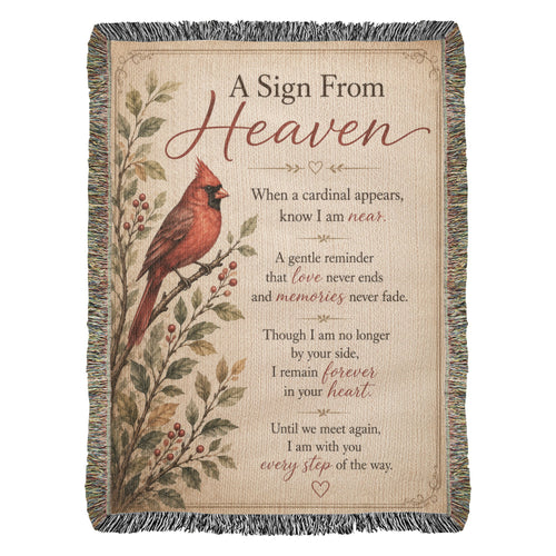 A Sign From Heaven Cardinal Memorial Blanket | Sympathy Gift for Loss of Loved One | Remembrance Throw