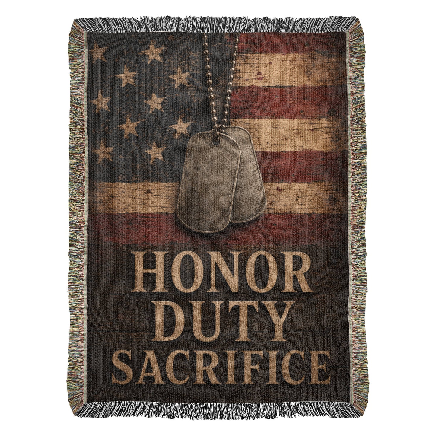 Honor Duty Sacrifice Woven Blanket | Patriotic Military Gift