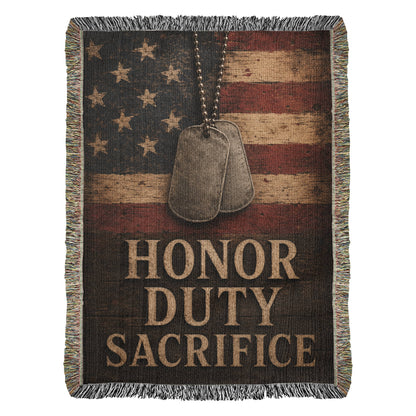 Honor Duty Sacrifice Woven Blanket | Patriotic Military Gift