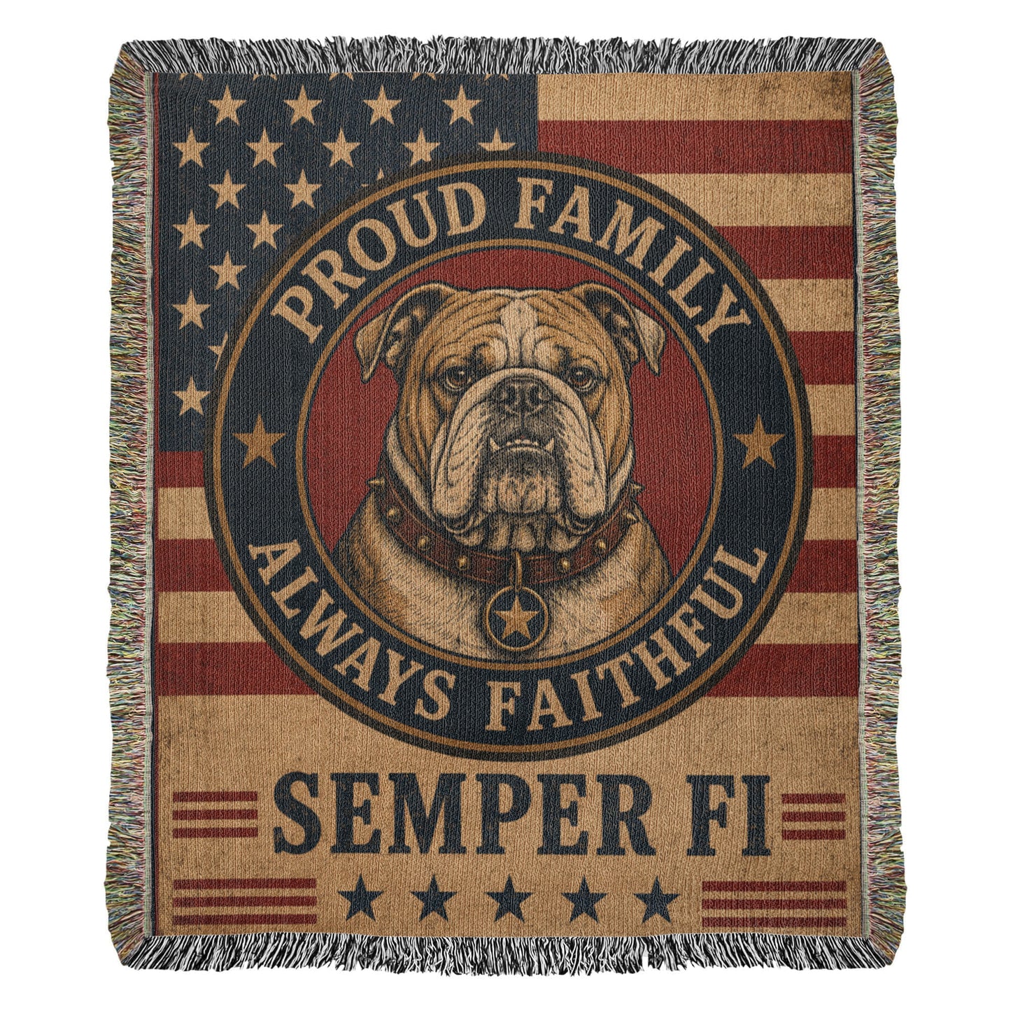 USMC Woven Blanket – Proud Family of a United States Marine | Military Heirloom Gift | Marine Corps Home Décor