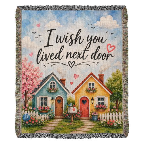 I Wish You Lived Next Door Blanket | Long Distance Friendship Gift, Best Friend Gift, Neighbor Gift, Sister Gift, Thinking of You Blanket