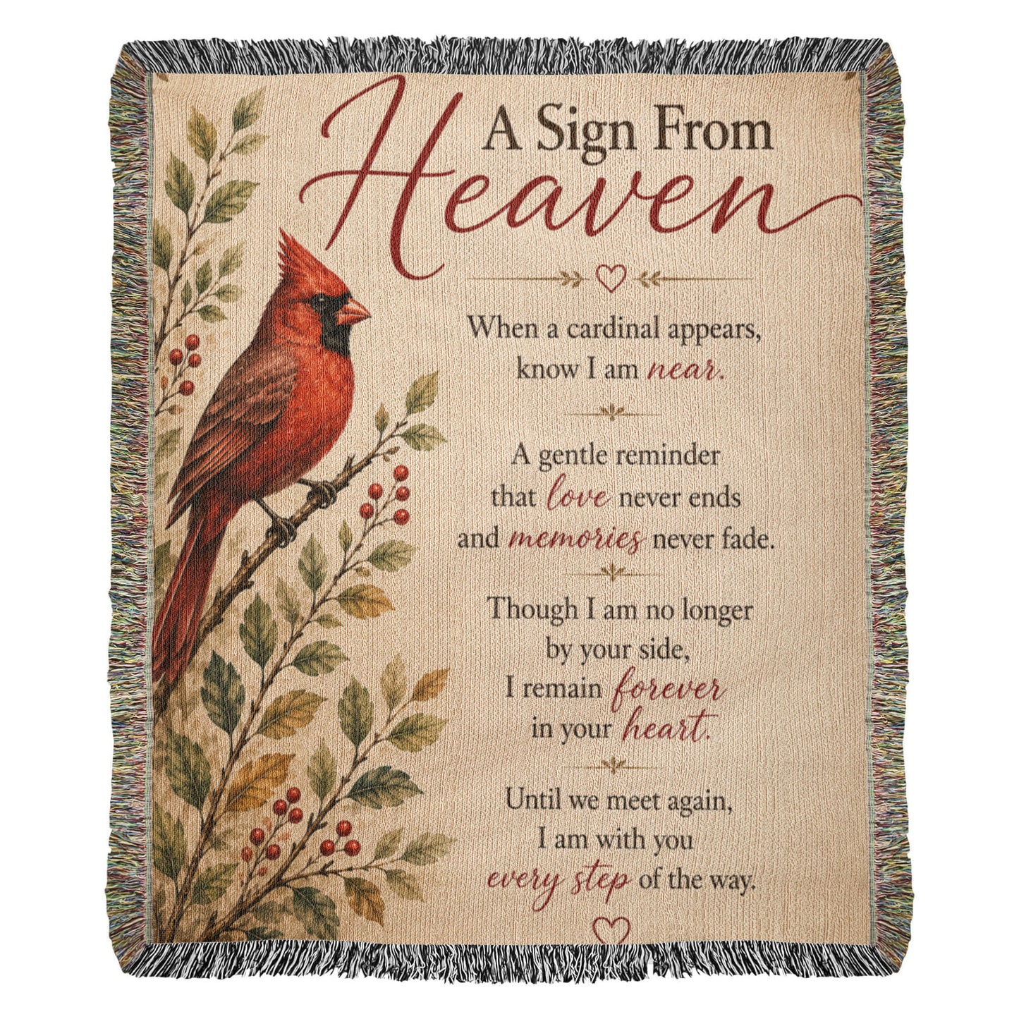 A Sign From Heaven Cardinal Memorial Blanket | Sympathy Gift for Loss of Loved One | Remembrance Throw