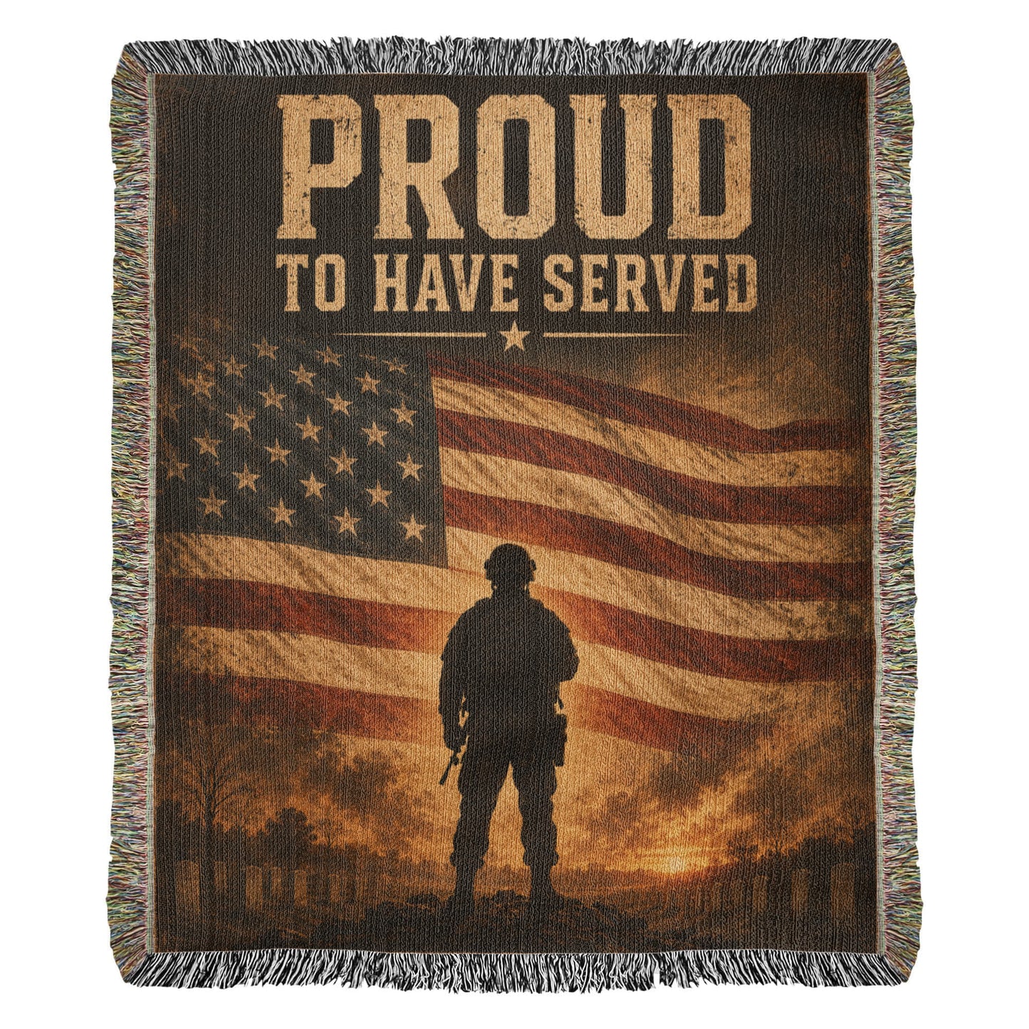 Proud To Have Served Veteran Woven Blanket | Patriotic Military Gift for Veterans