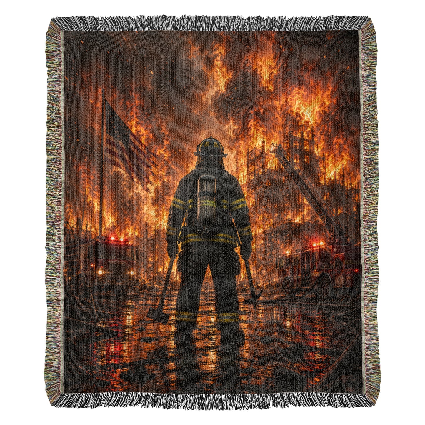 Firefighter Hero Woven Blanket | Patriotic First Responder Gift