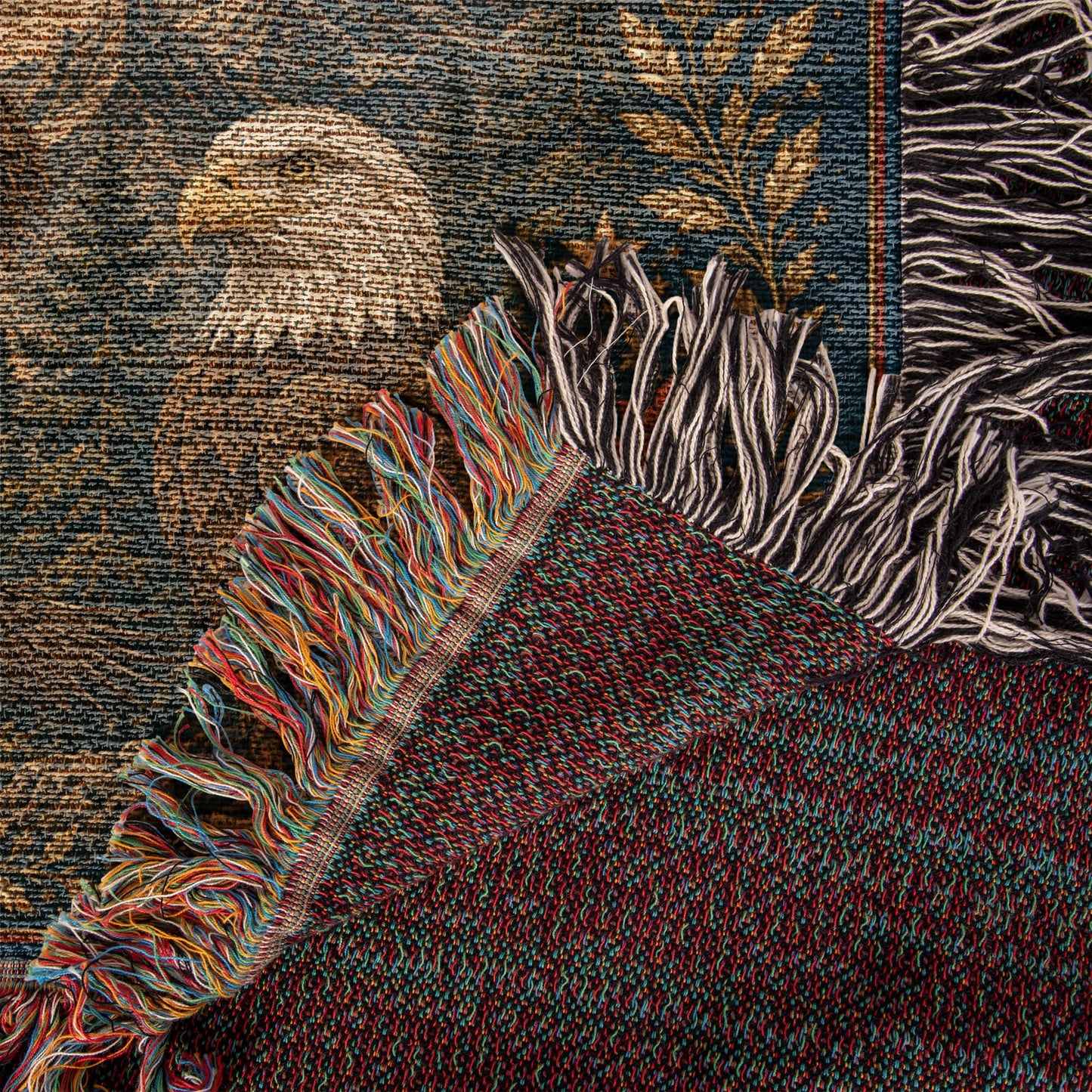 Patriotic Eagle Woven Blanket | American Flag Wildlife Throw Blanket