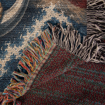 Patriotic Anchor Woven Blanket | Navy-Inspired Nautical Gift